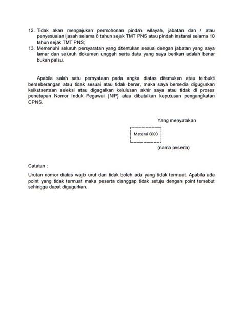 Contoh Surat Pernyataan Untuk Cpns