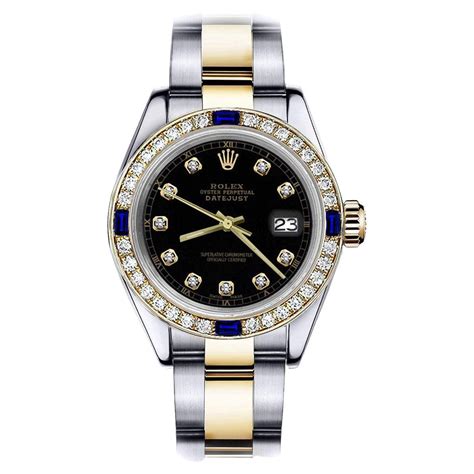 Rolex Mm Datejust Grey Roman Dial Sapphire Diamond Bezel Two Tone