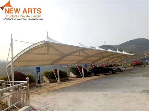 Tunnel PVC Car Park Tensile Membrane Structures For Comercial Paint