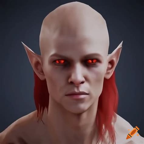 Unreal Engine Pale White Skinned Red Haired Shaved Ponytailed And