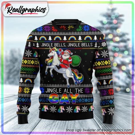 Jingle Bells Jingle All The Gay Ugly Christmas Sweater Christmas Gifts Reallgraphics
