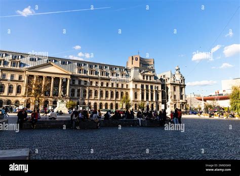 Bucharest University From The University Square In Bucharest Romania
