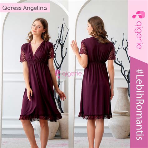 Jual ANGELINA Qigerie Daster Kekinian Gaun Tidur Dress Baju TIdur Sexy