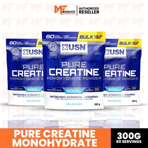 USN Pure Creatine Monohydrate Powder Unflavored 300 G 60 Servings