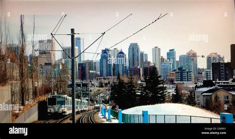 LRT, CTrain, Calgary transit, light rail transit, downtown Calgary, Alberta, Canada Stock Photo ...