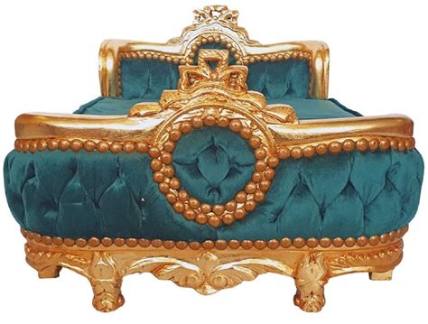 Casa Padrino Barock Hundebett Grün Gold Handgefertigtes Antik Stil