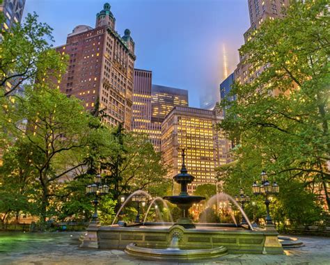 Fuente En La Ciudad Hall Park Manhattan New York City Foto De