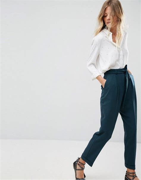 Asos Woven Peg Pants With Obi Tie Clothes High Waisted Tie Pants