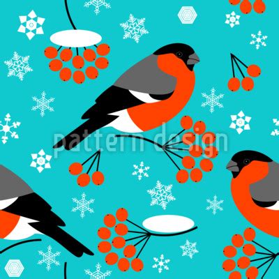 Bullfinch Seamless Vector Pattern Design