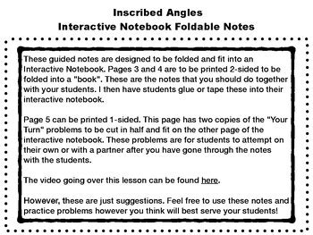 Inscribed Angles Interactive Notebook Foldable Notes With Video