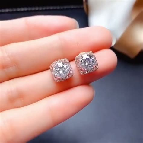 CLASSIC 1 0 CT ROUND CUT MOISSANITE HALO STUD EARRINGS By Evani Naomi