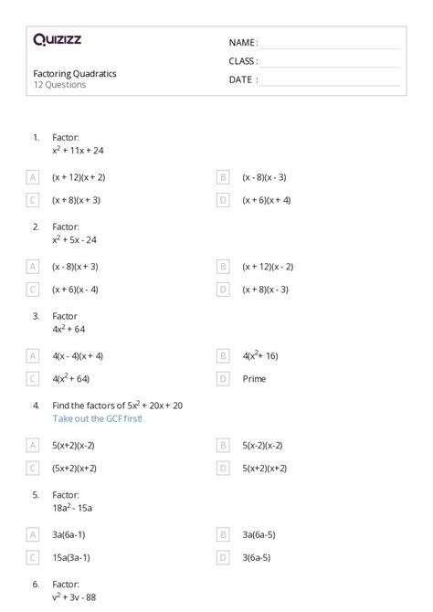 Free Factoring Quadratics Worksheet Download Free Factoring Quadratics