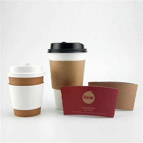 Custom Printed Disposable Kraft Corrugated Paper Cup Sleeve Coffee Cup