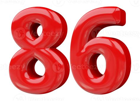 Red 3d Number 86 46645664 Png