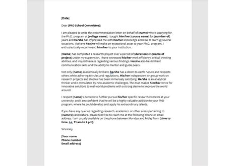 Phd Recommendation Letter Template Phd School Recommendation Letter Phd School Recommendation