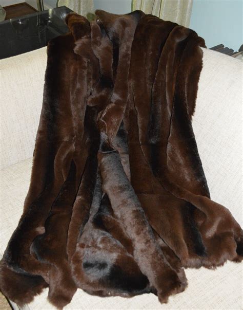 Real Sheared Brown Rabbit Fur Throw New Made In Usa Authentic Etsy