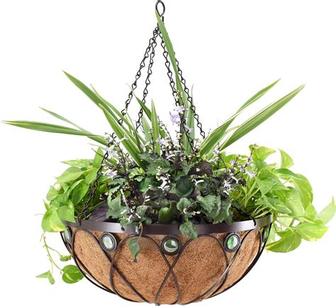 Amazon MOOVGTP Metal Hanging Planter Basket Wrought Iron Flower