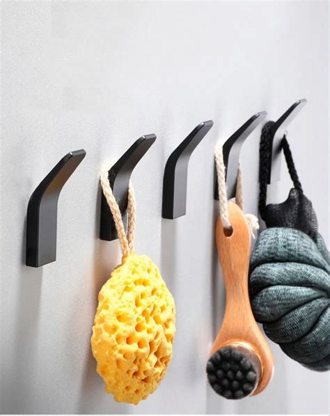 Matte Black Wall Hook Metal Coat Hooks Install With Glue Etsy Black