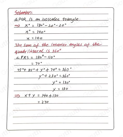 Solved Pqr Is An Isosceles Triangle And Pru Is A Straight Line Find