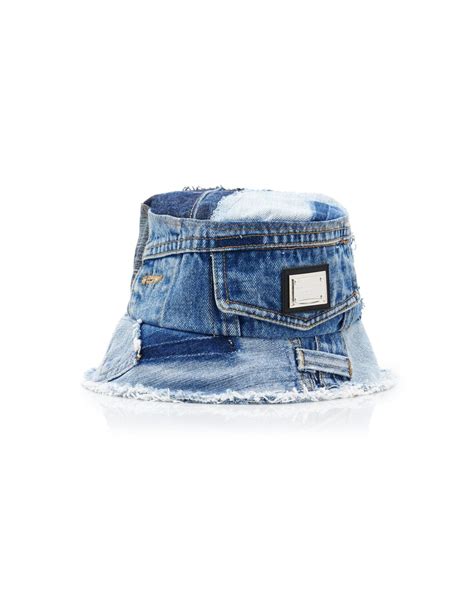 Dolce Gabbana Patchwork Denim Bucket Hat In Blue Lyst