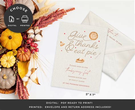 Give Thanks Editable Thanksgiving Card Personalized Thanksgiving Card