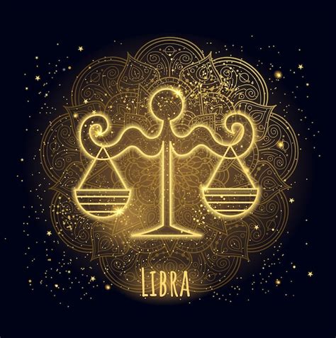 Colorido Signo Del Zodiaco Libra Vector Lineart Vector Premium