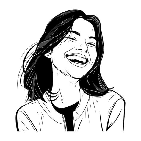 Premium Vector | Vector illustration of a young woman laughing black ...