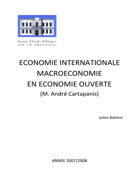 Economie Internationale Macro Conomie En Conomie Ouverte