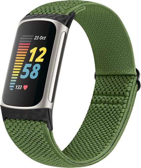 Runostrich Elastisches Nylon Armband Kompatibel mit Fitbit Charge 5 für