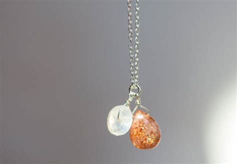 Moonstone Sunstone Pendant On Rose Gold Filled Or Sterling Silver