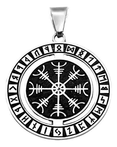 Medalla Runas Brújula Vikinga Vegvisir Nórdico De Plata 925 Meses sin