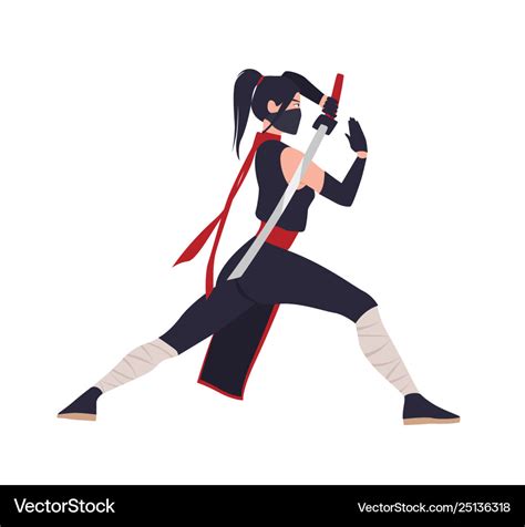 Female Japanese Warrior Ninja Or Samurai Brave Vector Image