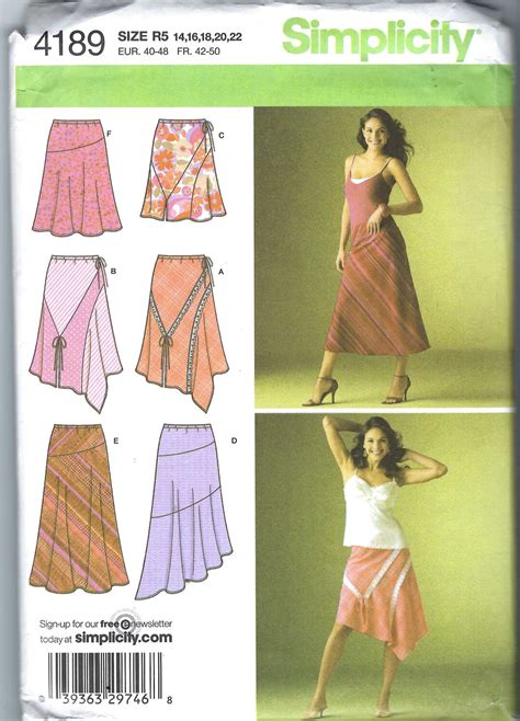 Uncut Simplicity Sewing Pattern 4189 Women Misses Bias Pull On 6 Skirts W Hemline And Length