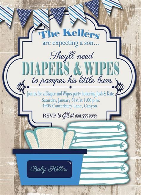 Baby Shower Invitation Diaper And Wipes Baby Shower Invitation