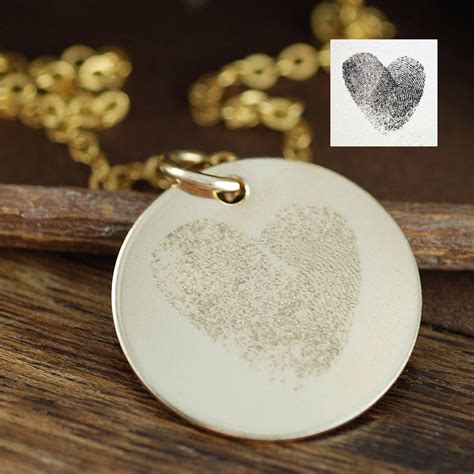 Actual Fingerprint Necklace Engraved Fingerprint Jewelry Mothers Day