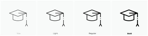 graduation hat icon. Thin, Light, Regular And Bold style design ...