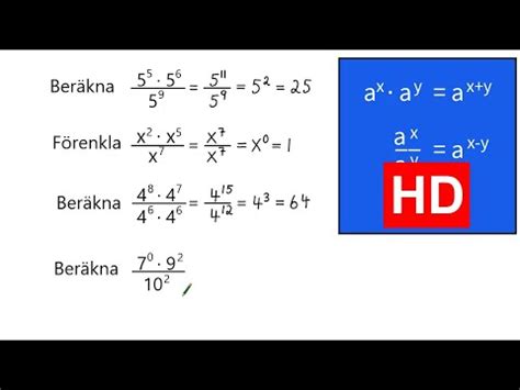 Multiplikation Och Division Av Potenser I Samma Uppgift K Hd