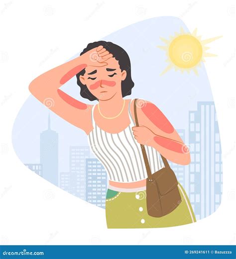 Thirsty Young Woman Sunburn On City Street Vector Stock Vector