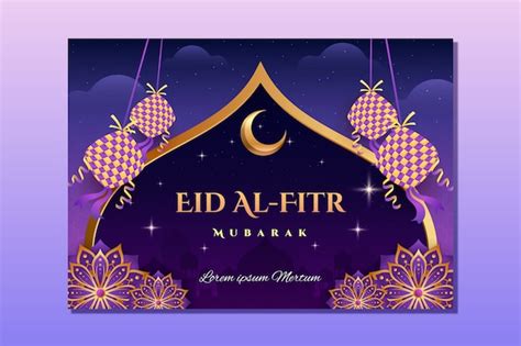 Free Vector Realistic Eid Al Fitr Greeting Card Template