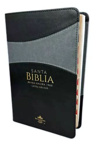 Biblia Rvr60 Letra Grande Manual Símil Piel Negro gris Envío gratis