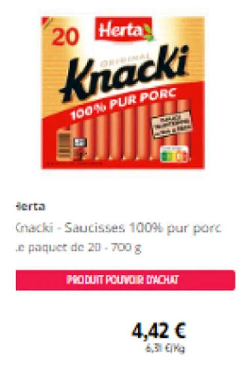 Promo Herta knacki Saucisses 100 pur porc chez Intermarché