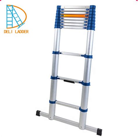 Single Straight Retractable Folding Step Aluminium Telescopic Ladder