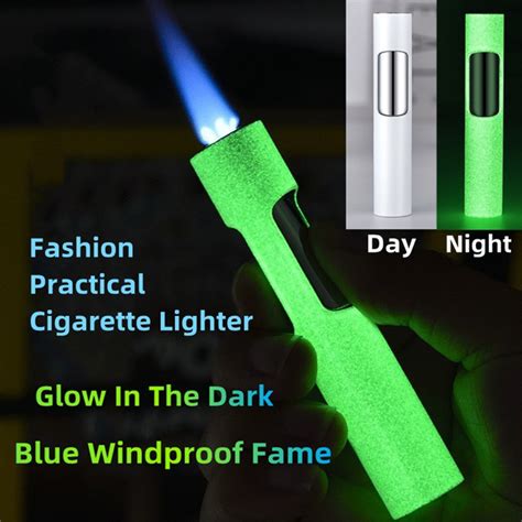 Exquisite Luminous Flashlight Lighter Gas Jet Windproof Cigarette