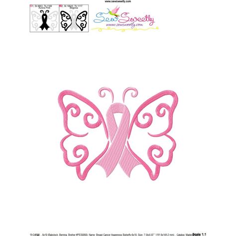 Breast Cancer Awareness Butterfly Embroidery Design Pattern