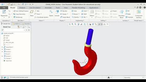 Crane Hook In Ptc Creo Swept Blend Round Divide Edge Chamfer