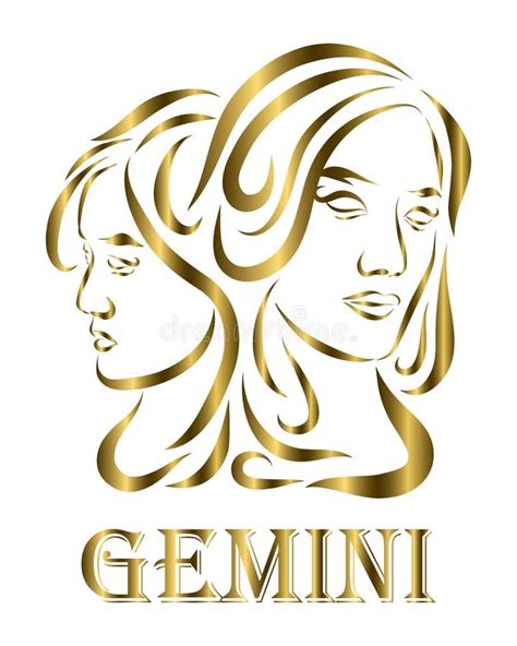 Gemini Zodiac Line Art Vector Eps 10 Stock Vector Illustration Of