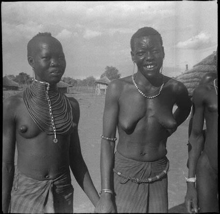 Mandari Girls Wearing Bead Ornaments From The Southern