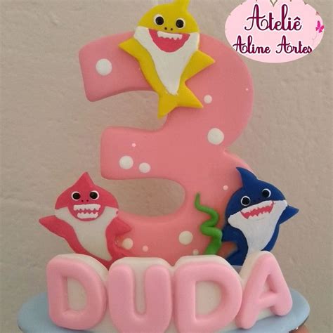 Vela Personalizada Bebe Shark Em Biscuit Elo