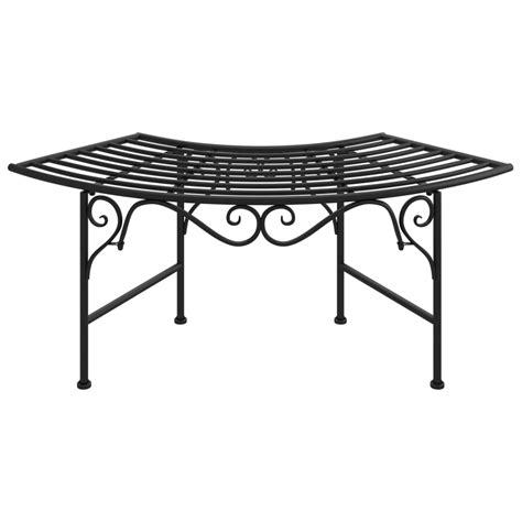 Vidaxl Tree Bench 113 Cm Black Steel Wood Factory Furniture