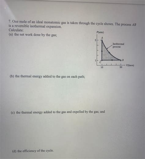 Solved One Mole Of An Ideal Monatomic Gas Is Taken Through Chegg